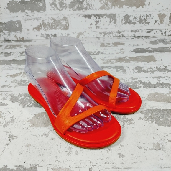 New Sarto By Franco Sarto Women's Red Leather Gwyneth Slide Flat Sandals V177 - Picture 4 of 12